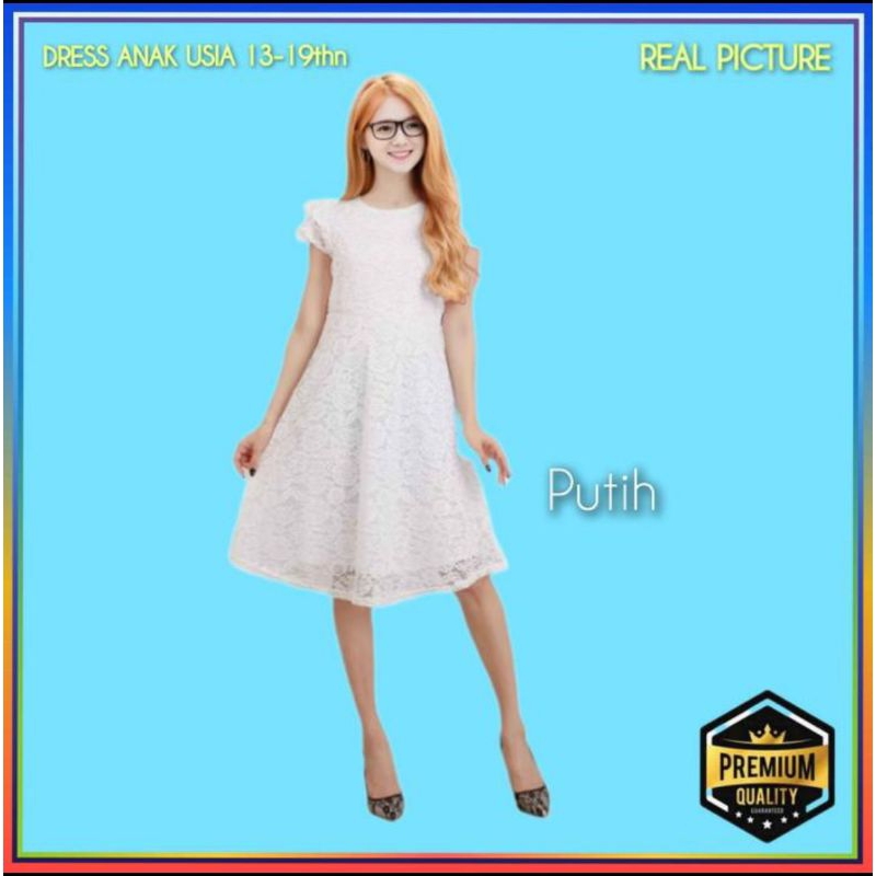 Midi Dress Anak Perempuan 13-19thn Yeona Gaun Pesta Korea Remaja Putih
