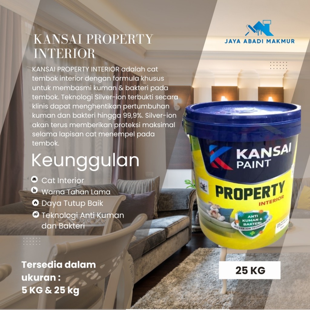 Kansai Paint Property Interior 25 kg / Cat Tembok Interior / Warna Custom / Kansai Tinting