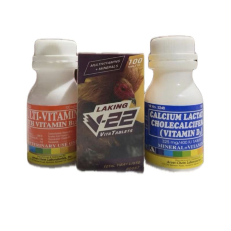 MULTIVITAMIN DAN V-22 BELMAN DAN CALCIUM LACTATE OBAT RAWATAN PAKET AYAM ADUAN PENGUAT DAYA TAHAN OT