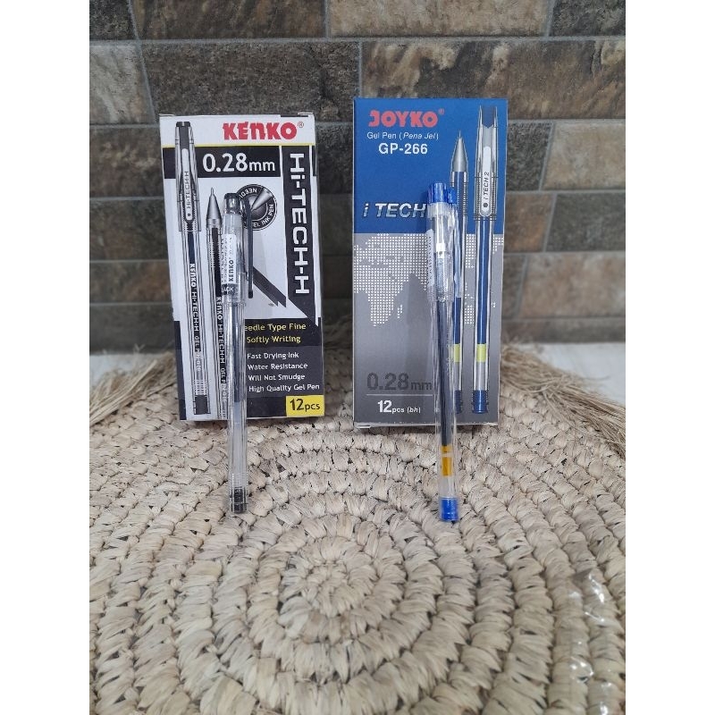 

Ballpoint Gel pen kenko Hi- tech-h (0,28mm) 1 pack isi 12 pcs terdapat 2 varian warna biru dan hitam