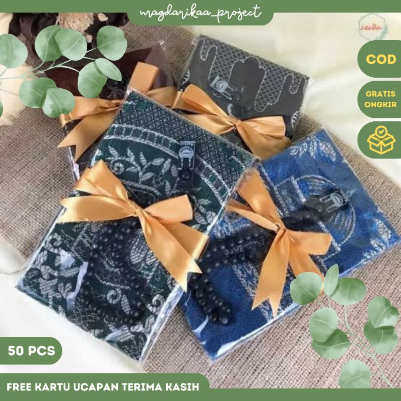 SAJADAH + TASBIH / SOUVENIR KEKINIAN MURAH UNIK / SOUVENIR PERNIKAHAN WEDDING ULANG TAHUN WISUDA AQI