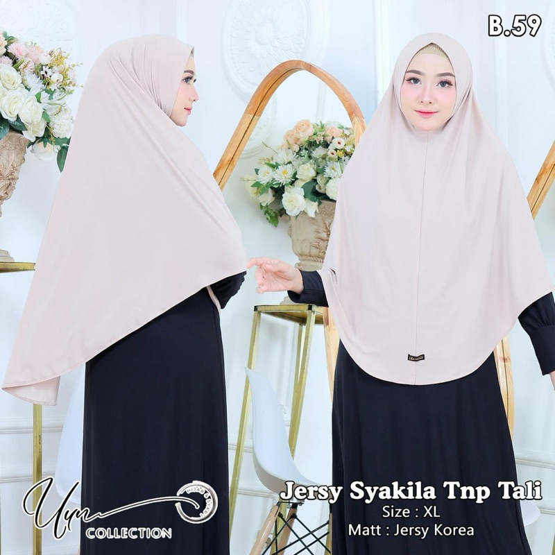 [Grosir/5Pcs]Hijab Instan Khusus Putih Tulang Syakila XL Plat/Non Plat
