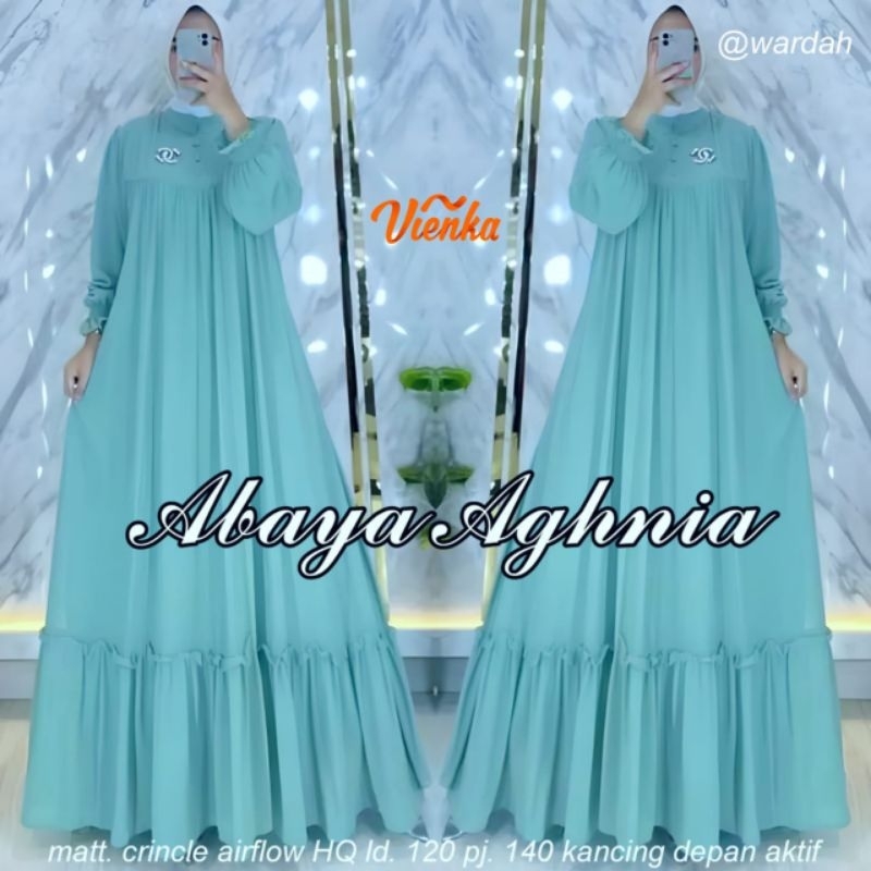 BAJU WANITA ABAYA AGHNIA MAXI DRESS JUMBO POLOS BY VIENKA