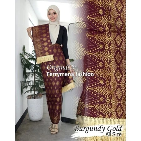 Setelan Rok Lilit Songket Dan Selendang Songket Bahan Premium / Selendang Songket