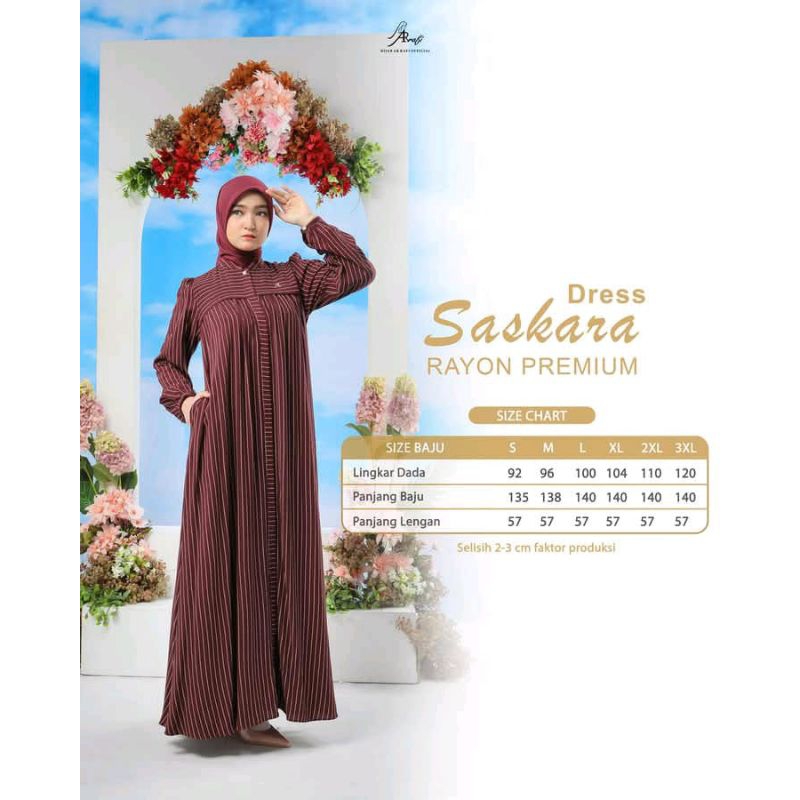 Original dress Saskara Arrafi bahan rayon premium | hijab arrafi | longdress | gamis | dress arrafi
