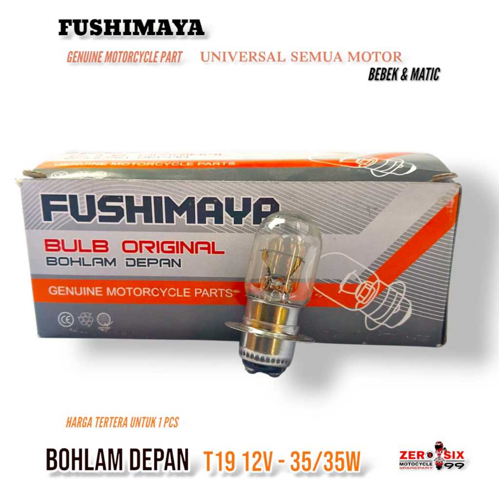 BOHLAM LAMPU DEPAN [ FUSHIMAYA ] 12V 35/35W KAKI 1 UNIVERSAL BEBEK MATIC - VARIO BEAT MIO GRAND REVO