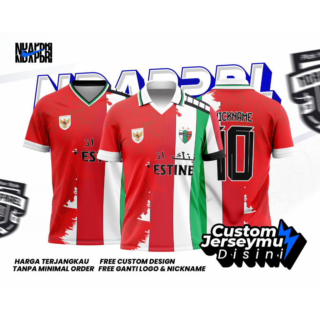 JERSEY BAJU KOMBINASI TIMNAS X PALESTINA 2025 TERBARU FULL PRINTING FREE REQUEST DESIGN