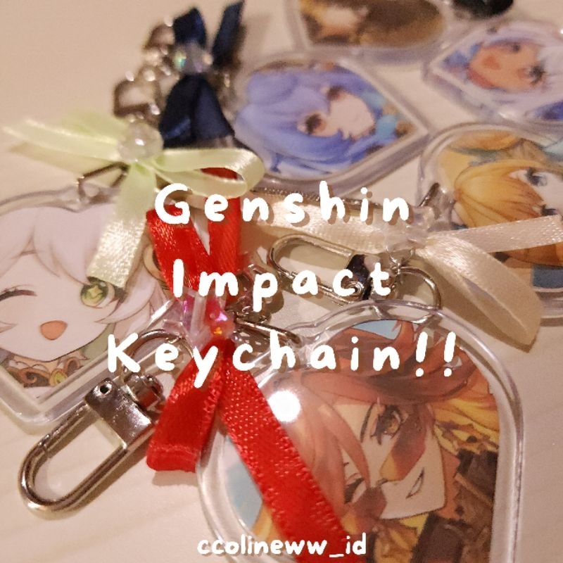 genshin impact keychain | cute ribbon keychain | gantungan kunci pita love | genshin cute keychain
