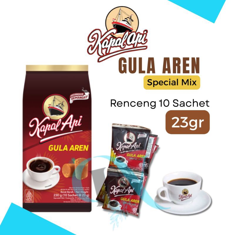 

KOPI Kapal Api Special MIX Gula Aren. 1 Renceng 23gr (ISI 10 Sachet) Special MIX 10pcs. KOPI HITAM