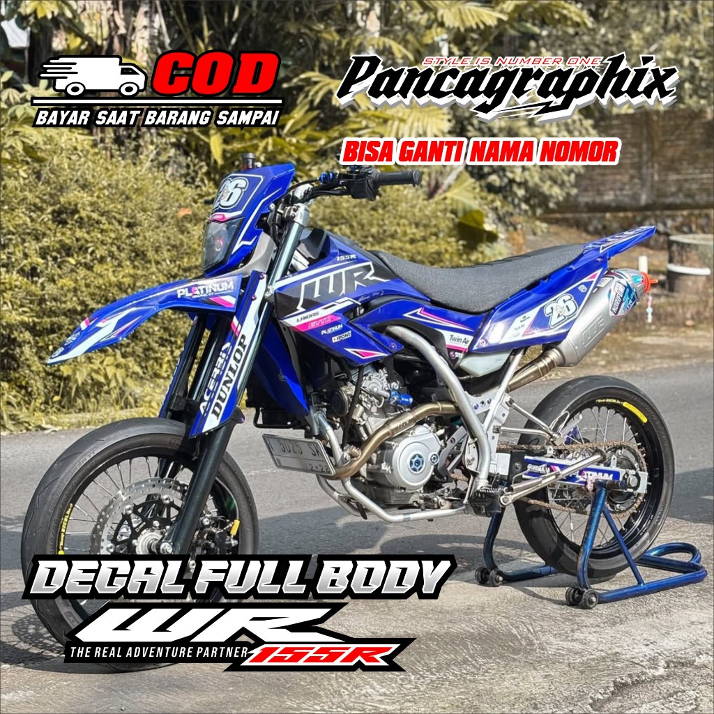 Decal Stiker WR 155 Biru Hitam Simpel Keren Motif Terbaru