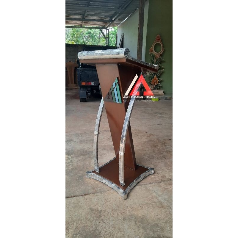 podium minimalis, podium stainless, mimbar podium stainless, podium lengkung besi, podium pidato