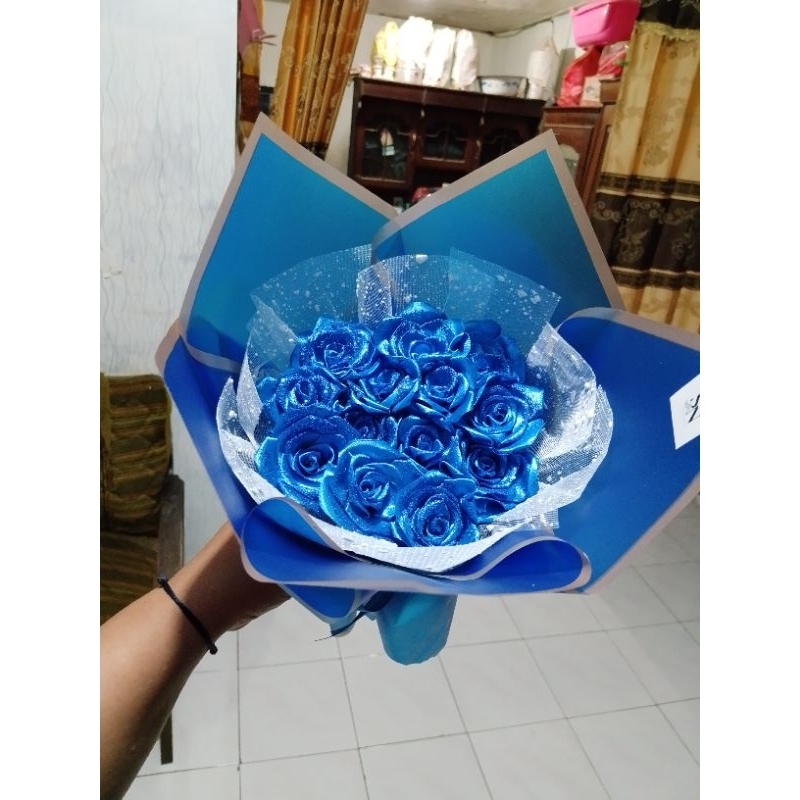 

Buket pita satin blue