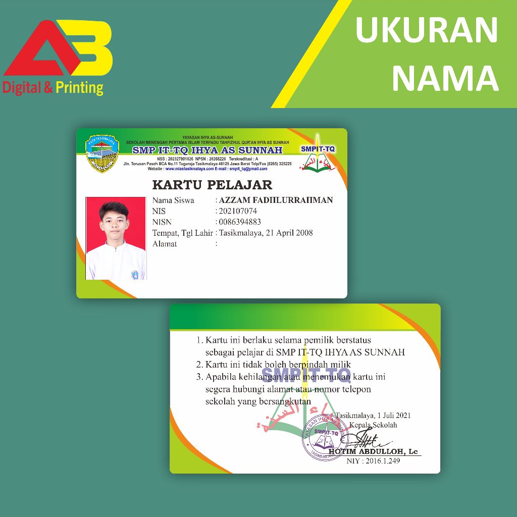 

Cetak Id Cad Pvc Custom Pelajar KTA Member Anti Luntur tebal 0,96