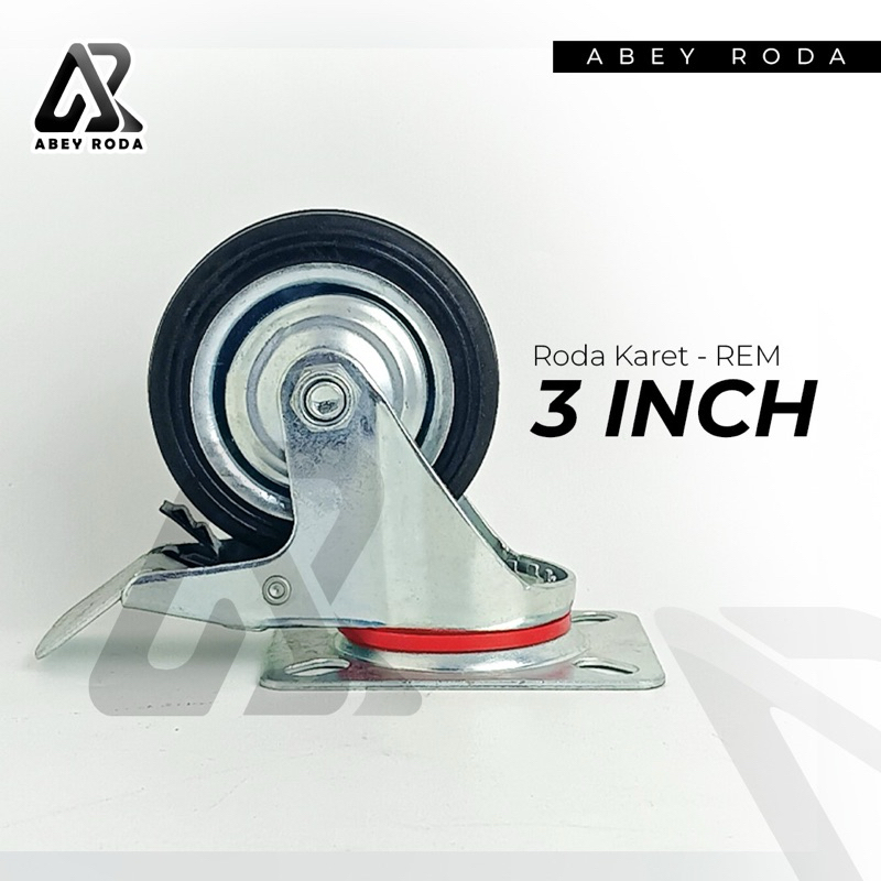 Roda karet troli 3 inch (Rem) 1 set