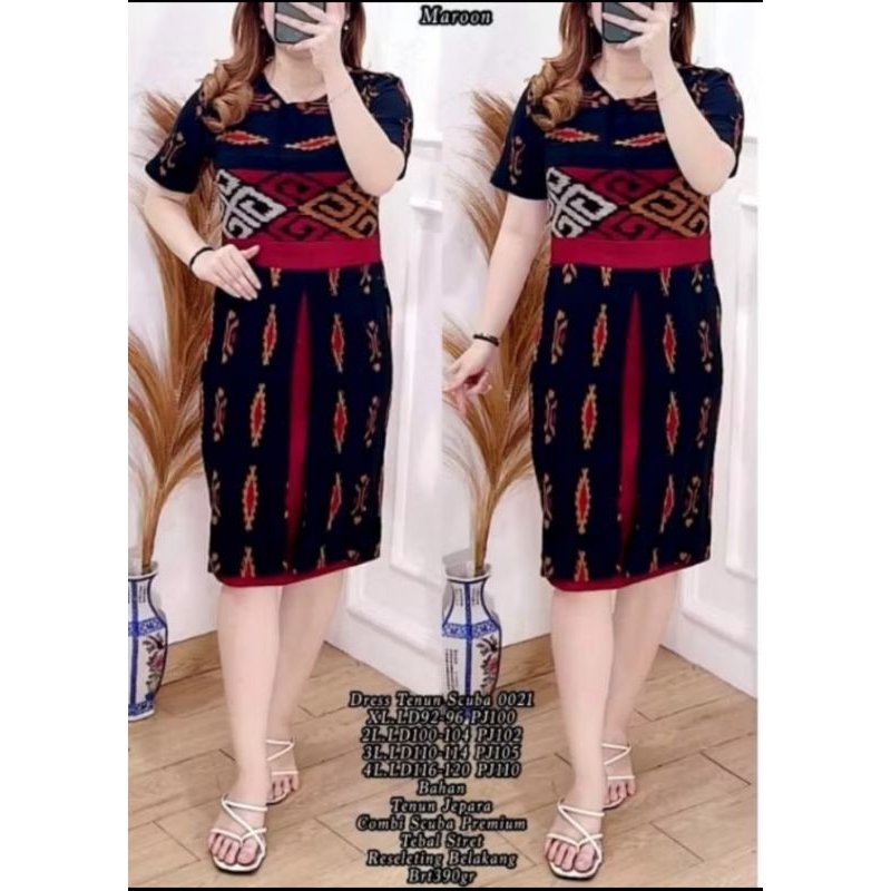DRESS belahan tenun wanita etnik nusantara