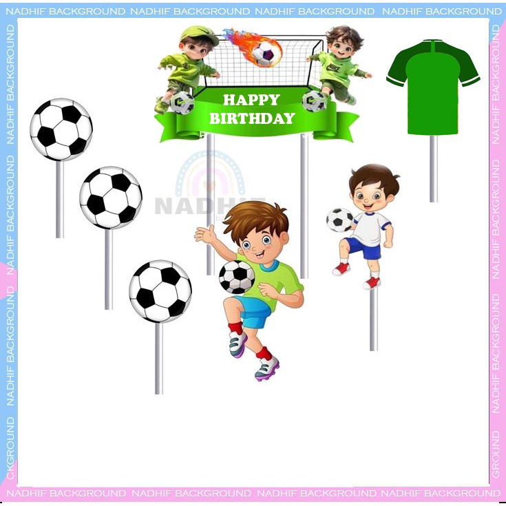 Toper Karakter Murah SEPAK BOLA Decorasi Cake Happy Birthday Topper Hiasan Kue Ulang Tahun Tusukan g