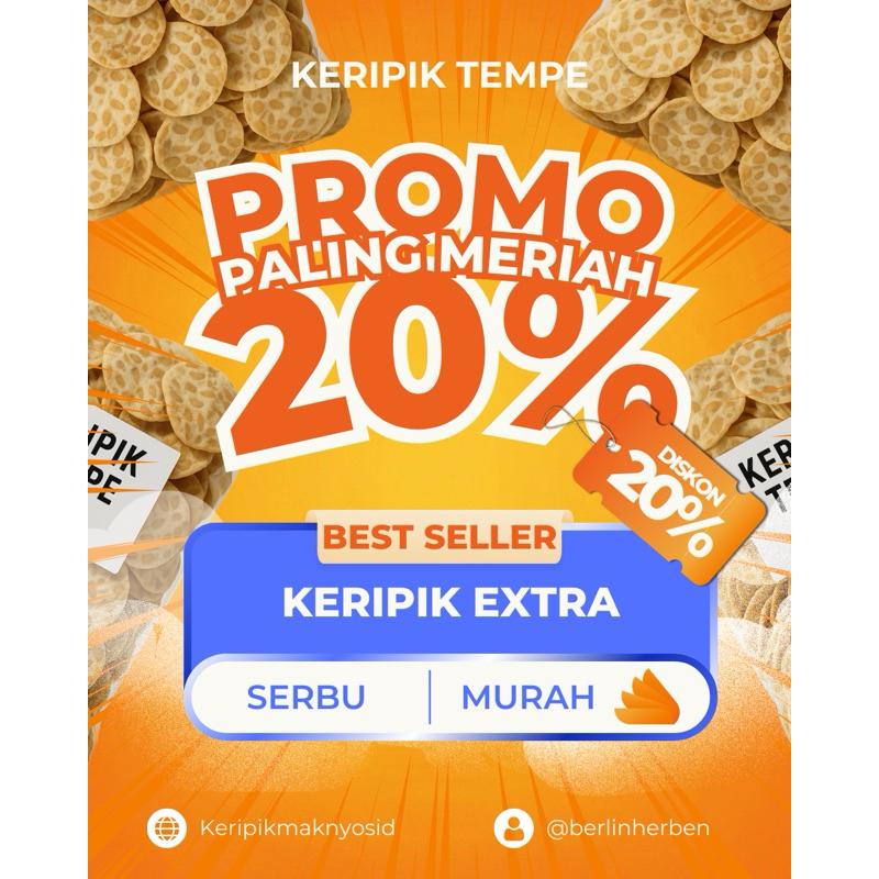 

Keripik tempe sagu maknyus 250gr-1kg Best Seller 100%