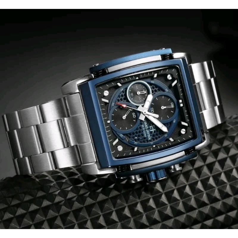 Jam Tangan Pria EvansJayden 9619 Rantai Stainless Steel
Chronograph Kaca Sapphire Water
Resistant 5A