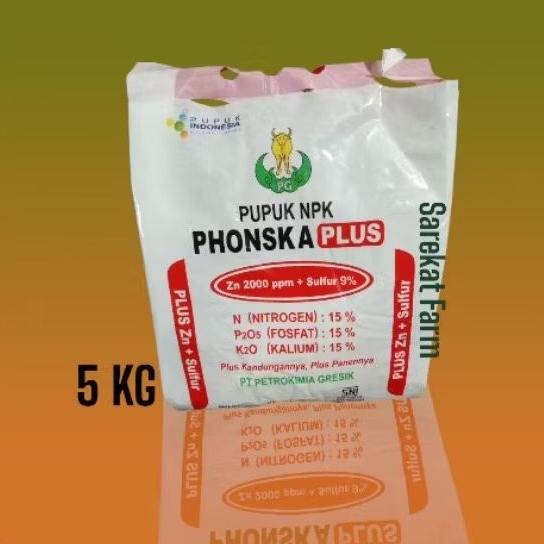 PUPUK NPK PHONSKA PLUS (15 15 15) 5KG KEMASAN PABRIK PETROKIMIA GRESIK PUPUK INDONESIA