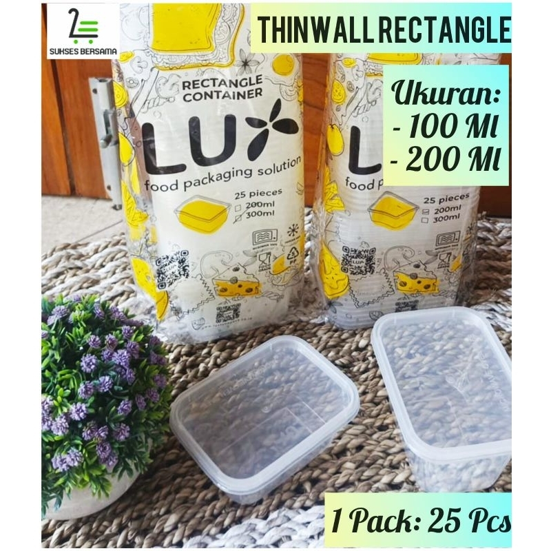 Thinwall rectangle 200ml -LUX ( 1 Slop 25 set) / Thinwall Persegi Panjang 200ml