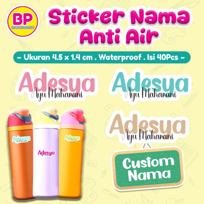 

Isi 40 Pcs Sticker Nama Anti Air Stiker Label Untuk Stationery Tumblr Buku Laptop Stiker Viral
