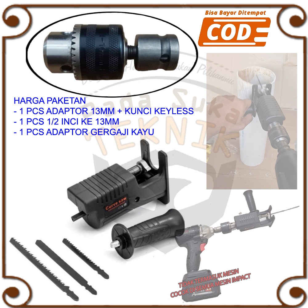 Adaptor Chuck Impact Sambungan Jadi Bor Recipro Elektrik Drill Jigsaw