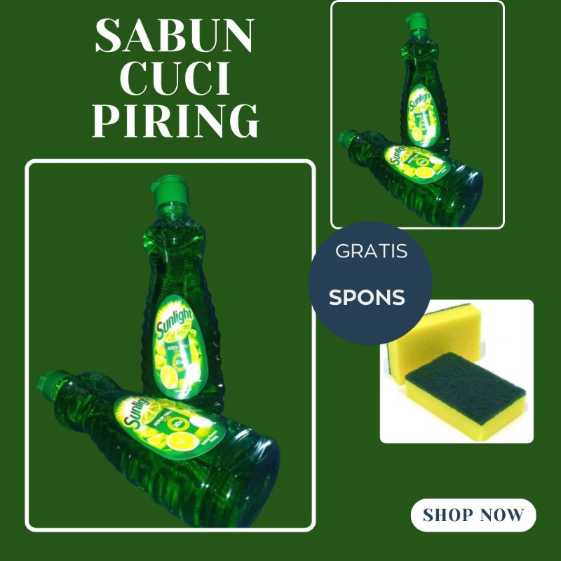 Sabun cuci piring sunlight 450ml/Gratis 1 spons/Sabun Cuci piring