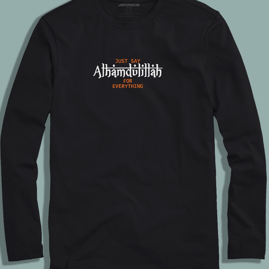 Terjangkau Jerrico Tshirt motif Alhamdulillah  Kaos Distro Lengan Panjang  Pakaian Pria dan wanita d