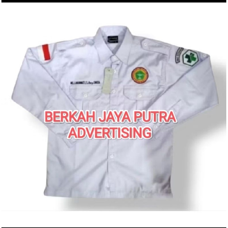 Kemeja Panjang  Kantong 2 Putih Bordir PPNI Perawat Exslusif