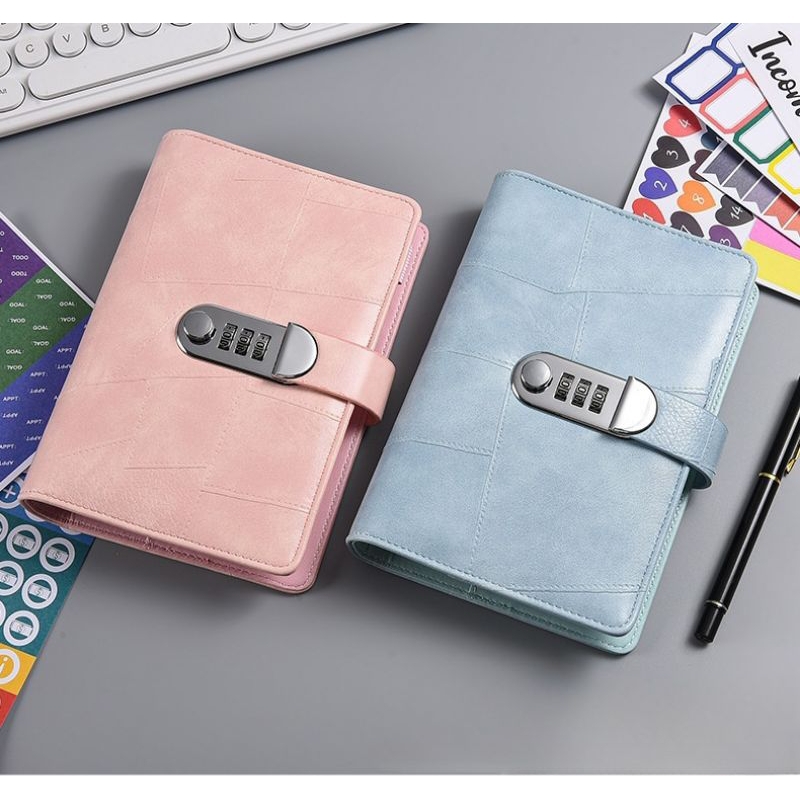 

Binder Tabungan A6 6 Lubang Texture Kulit Polos Pengunci Sandi Keuangan Budgeting Aesthetic RB9