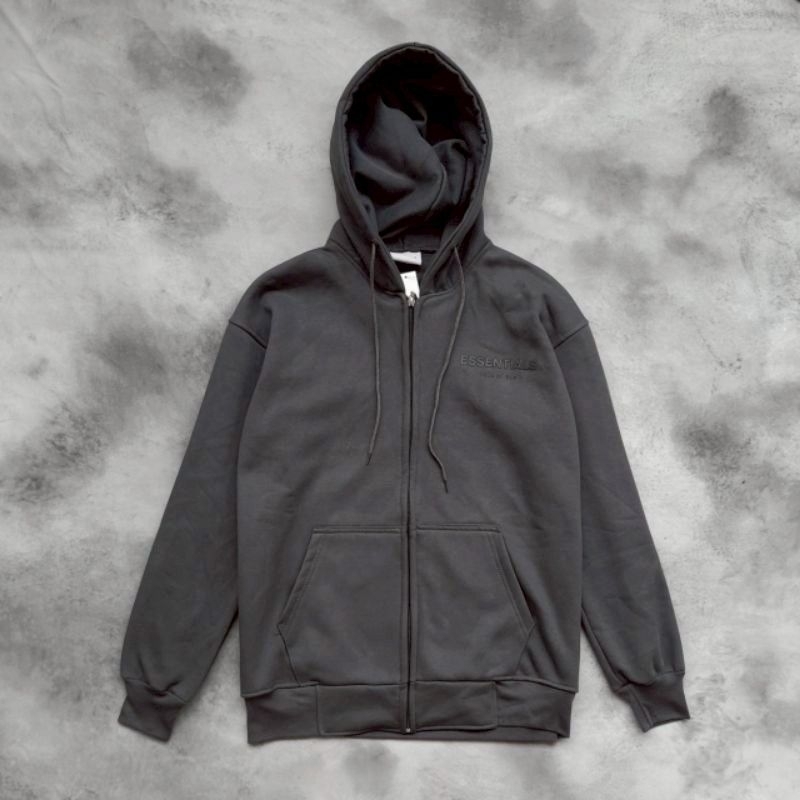 JAKET ZIPPER ESSENTIALS FEAR OF GOD GREY