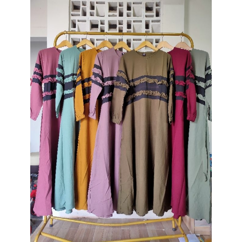 BAJU MUSLIM GAMIS SIMPLE REMAJA POLOS AKU KARISSA ITY CREPE BUSUI HARIAN CANTIK ORI BRANDED PREMIUM