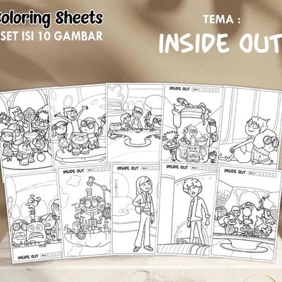 

KERTAS GAMBAR ANAK MEWARNAI KARAKTER INSIDE OUT UKURAN A4 - COLORING SHEETS 1 SET ISI 10 GAMBAR