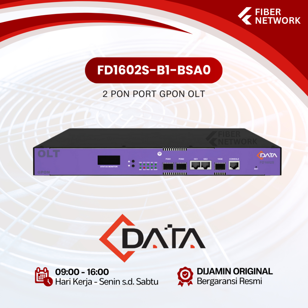 CDATA FD1602S-B1-BSA0 2 PON Port GPON OLT, PSU AC+BBU