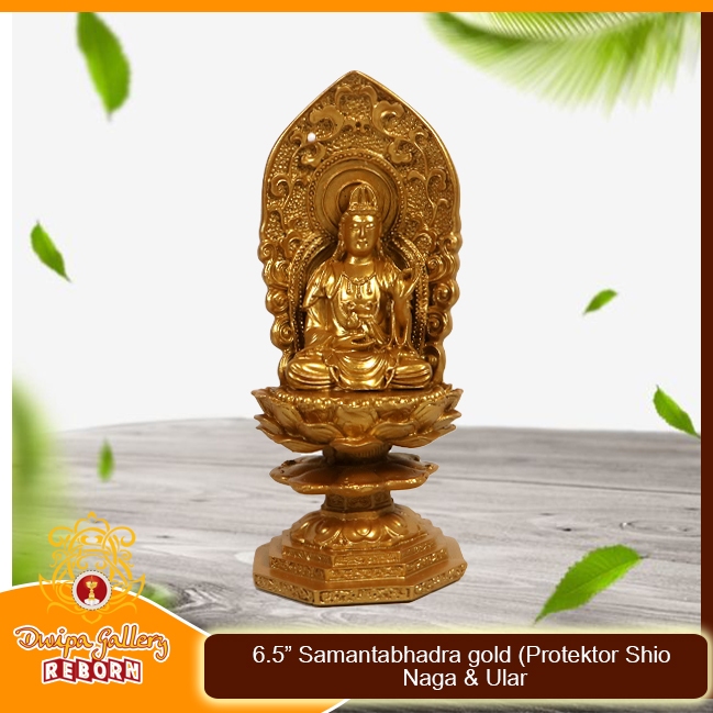 Rupang Patung Arca buddha Samantabhadra (Protektor Shio Naga & Ular) Gold Fiber