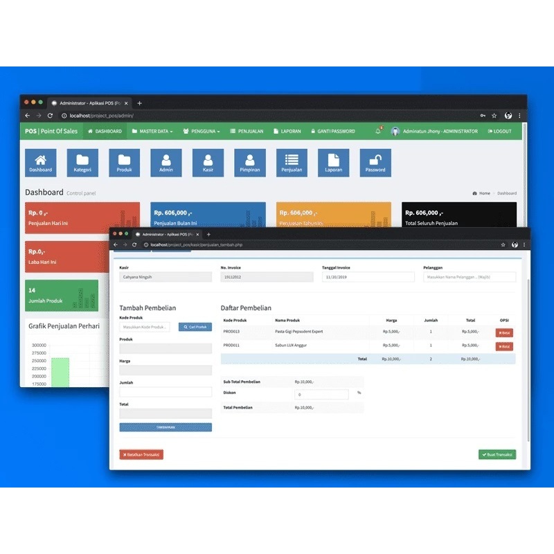 App Penjualan Kasir Point Of Sales (POS) PHP MySQLi