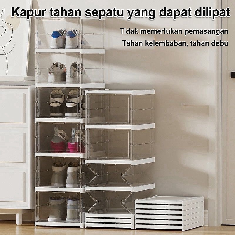 Kotak Sepatu Lipat Rak Sepatu Lipat Lemari Sepatu Lipat Kotak Sepatu Transparan Plastik Lemari Multi