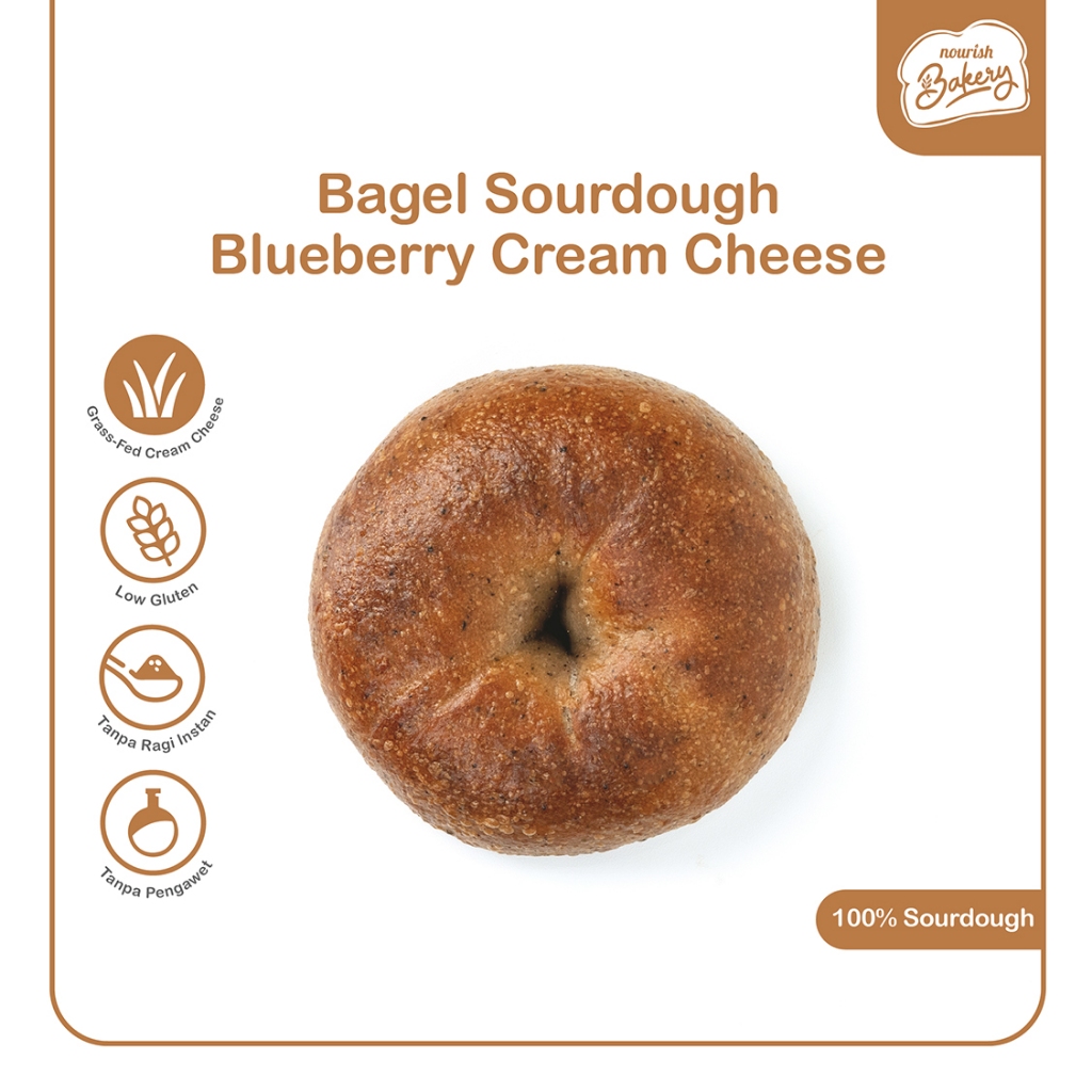 

Ssl09 Bagel Blueberry Cream Cheese - 100% Sourdough Bagel Blueberry dengan isian Cream Cheese Long