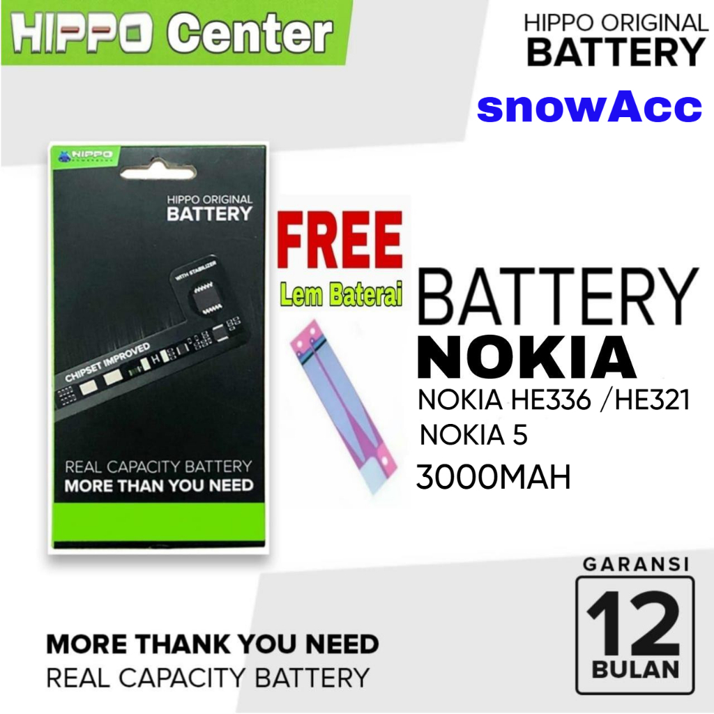 Baterai Hippo NOKIA 5 NOKIA HE336 / HE321 Battery 3000MAH