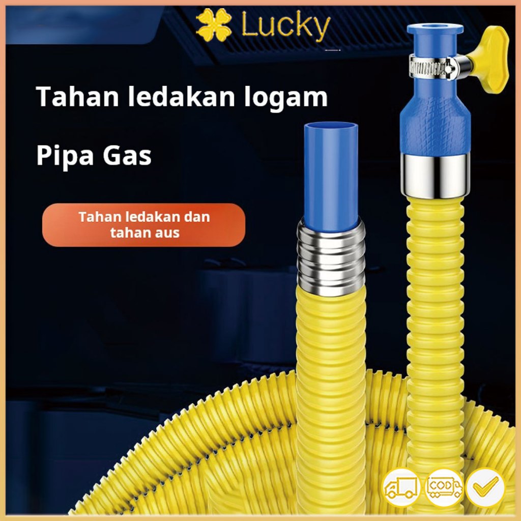 Selang sambungan logam pemanas air kompor pipa gas cair pipa gas lapis baja rumah tanggaPipa gas lap