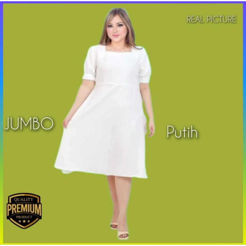 Dress Wanita Jumbo LD115-120 Rianti Terbaru Putih