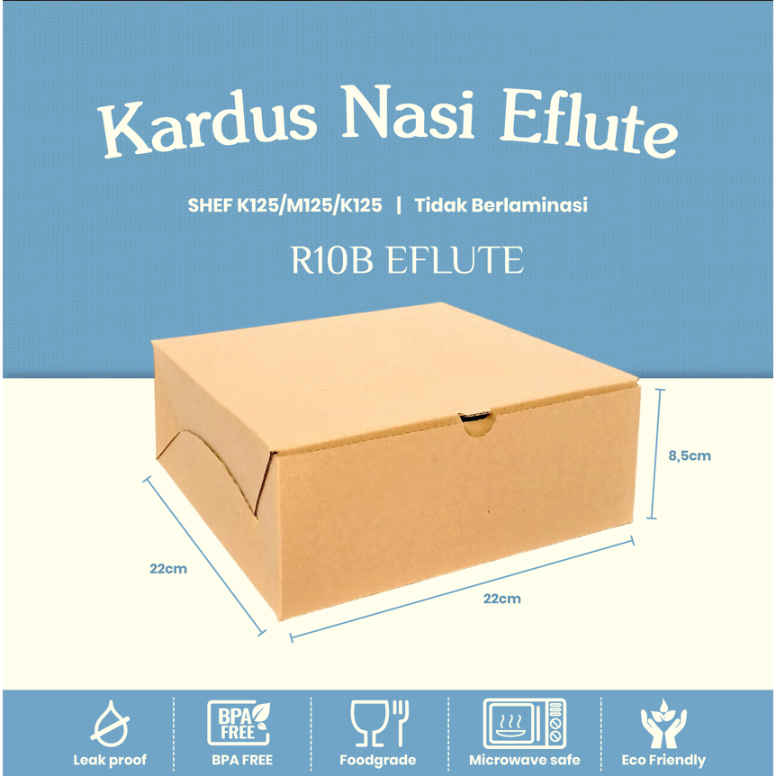 

Kardus Nasi Eflute R10B UK 22X22X8,5 CM