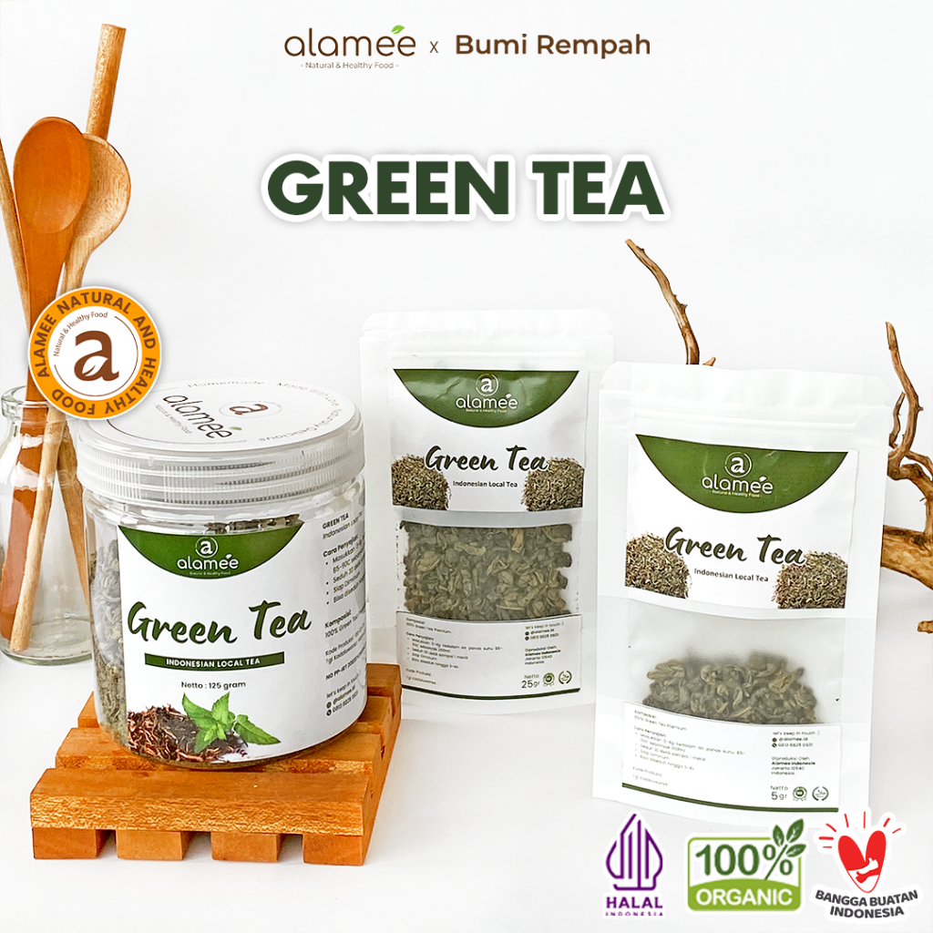 

ALAMEE Teh Hijau Green Tea Organic Kering Organik Greentea Minuman Herbal Siap Seduh Minum