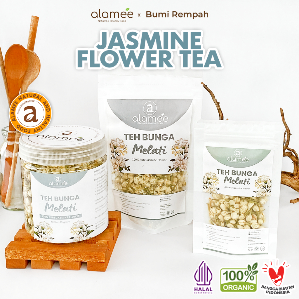 

ALAMEE Teh Bunga Jasmine Tea Flower Melati Organik Jasmin Herbal Kering Dried Siap Seduh Minum