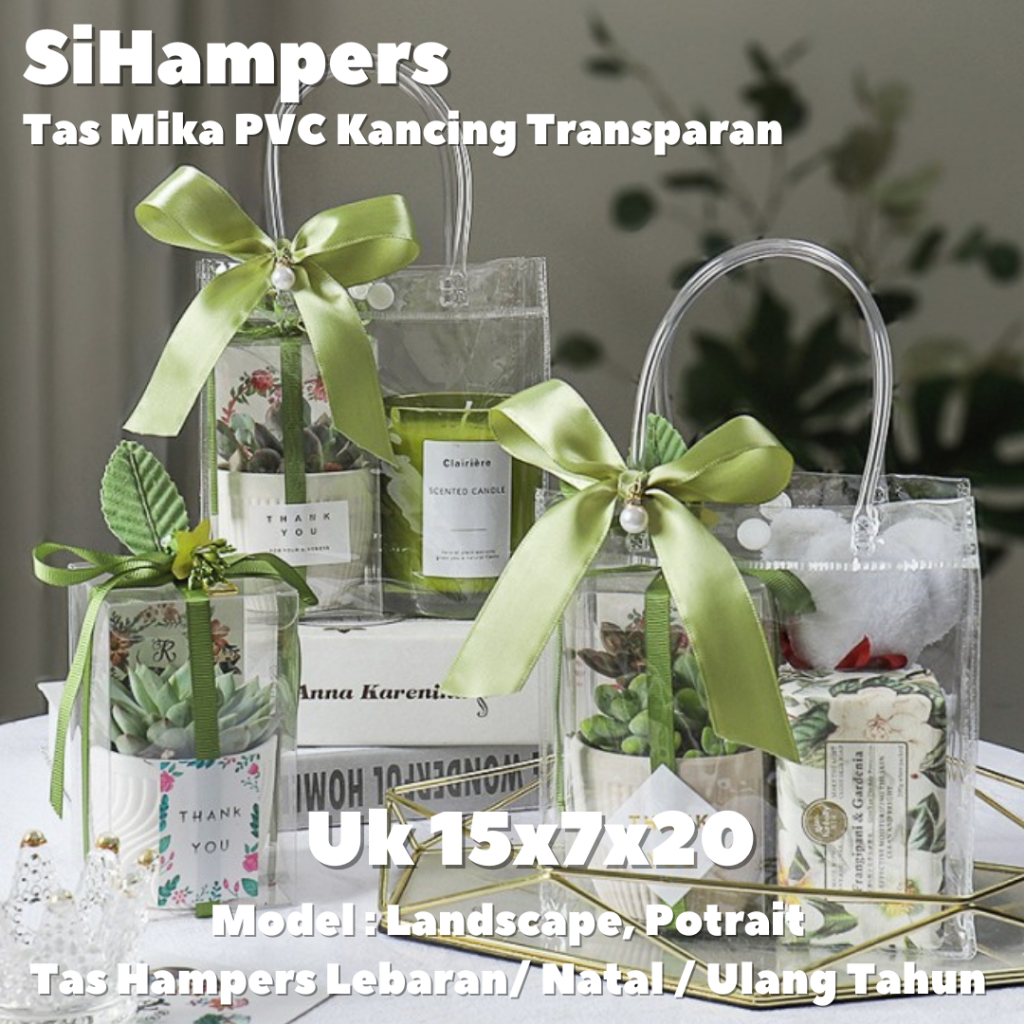 

Goodie Bag Tas Mika Kancing 15x7x20 Transparan Hampers Gift Bag Premium (MINIMUM 3 PIECES)