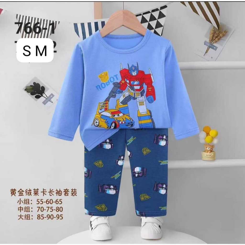 (COD) GROSIR ISI 3PT ART. 766 SETELAN BAJU TIDUR PP LENGAN PANJANG CELANA PANJANG ANAK LAKI LAKI IMP