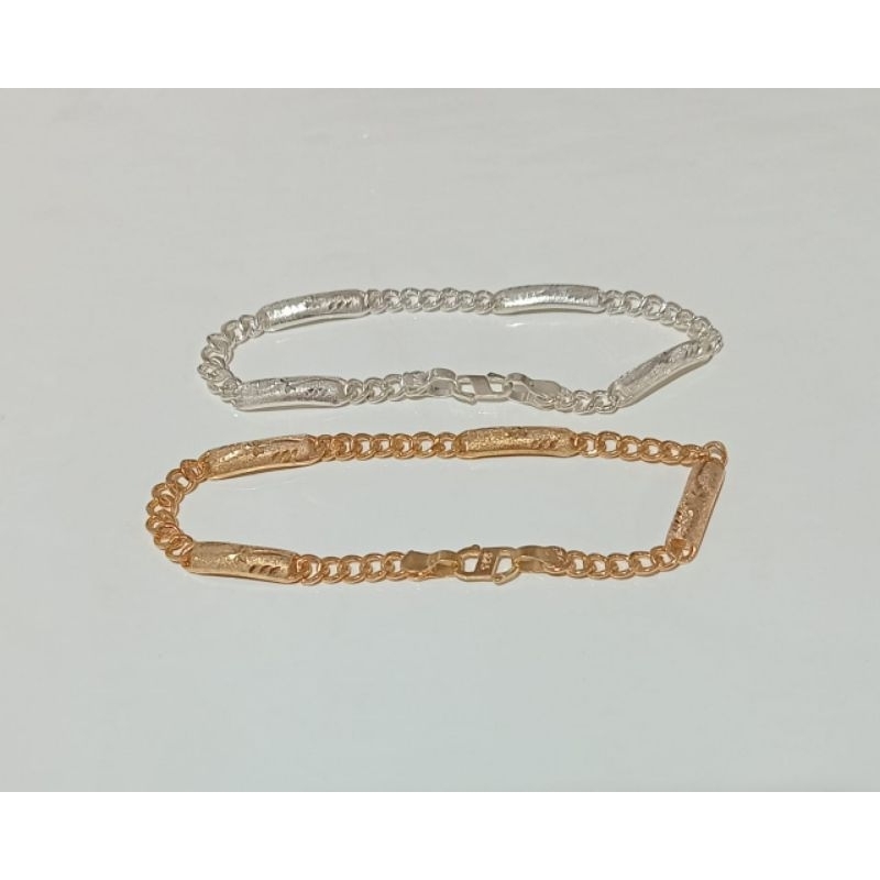 Gelang Rantai Plat Ukir(Perak 925)