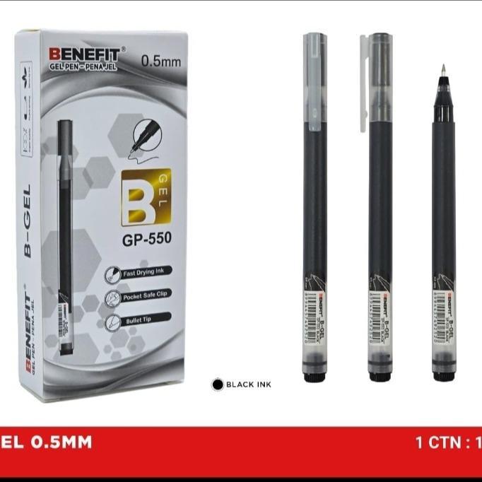 

(12 pulpen ) Pulpen B Gel Benefit GP550 Tinta Hitam 0.5mm