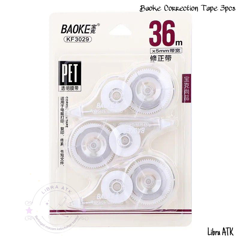 

BaoKe Correction Tape (isi 3) KF3029 SET ISI 3 Transparant / Pita Koreksi 12m