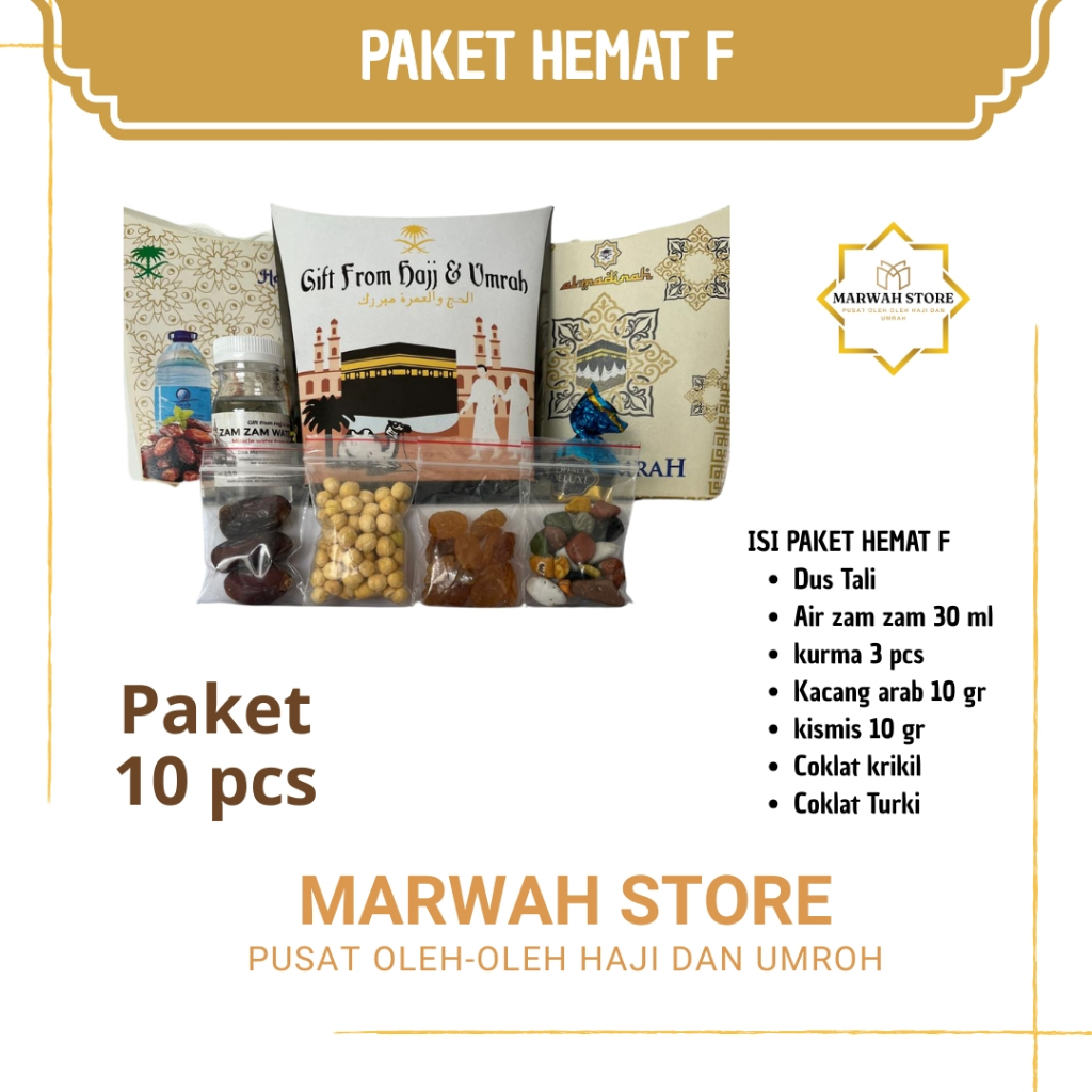 

Oleh-oleh Haji dan Umroh Paket Hemat F isi 10 Lengkap Air Zamzam